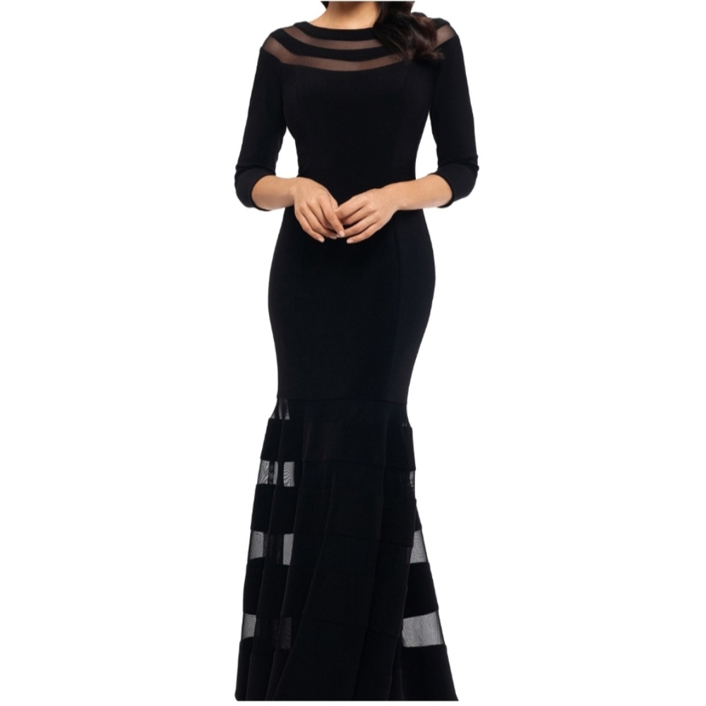 Illusion Striped Mermaid Gown